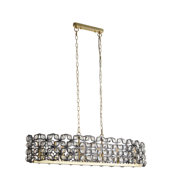 Iris 6 Light Pendant Black Crystal Brass_Off