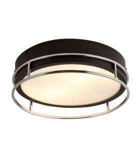 Phoenix 2 Light Flush Black Chrome Frosted Glass_Main