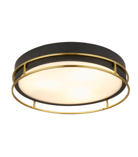 Phoenix 3 Light Flush Black Brass Frosted Glass_Main