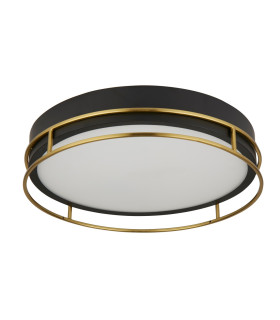 Phoenix 3 Light Flush Black Brass Frosted Glass_Off