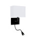 Hotel Wall Light Matt Black White Fabric Shade with Reading Light_Main