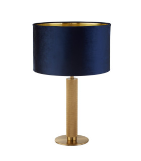 London Table Lamp Knurled Brass Navy Velvet Shade_Off