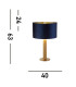 London Table Lamp Knurled Brass Navy Velvet Shade_Line