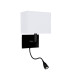 Hotel Wall Light Matt Black White Fabric Shade with Reading Light_Off