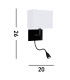 Hotel Wall Light Matt Black White Fabric Shade with Reading Light_Line