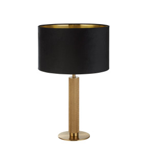 London Table Lamp Knurled Brass Black Velvet Shade_Off