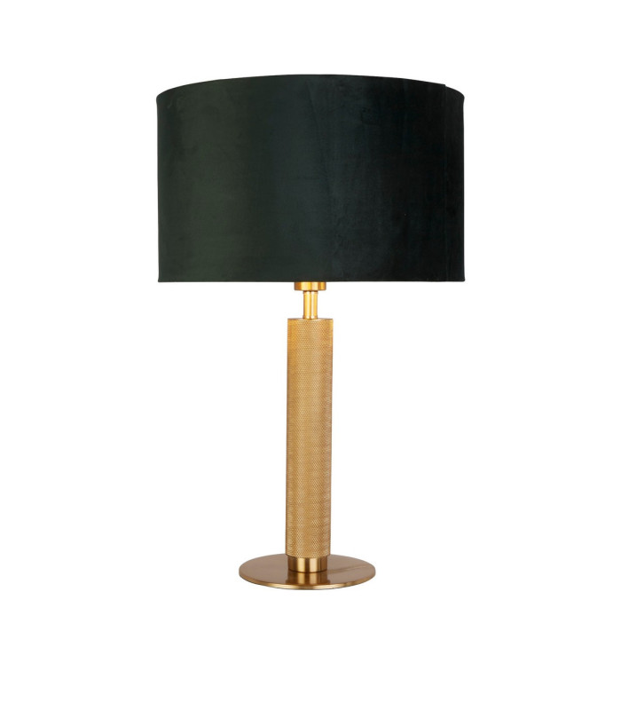 London Table Lamp Knurled Brass Green Velvet Shade_Main