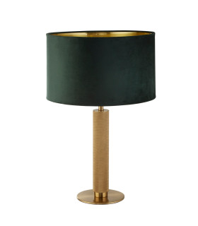 London Table Lamp Knurled Brass Green Velvet Shade_Off