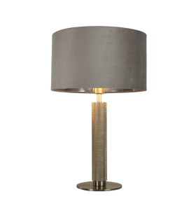 London Table Lamp Knurled Satin Silver Grey Velvet Shade_Main