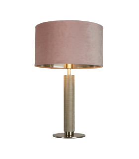 London Table Lamp Knurled Satin Silver Pink Velvet Shade_Main