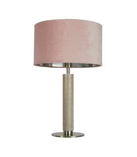London Table Lamp Knurled Satin Silver Pink Velvet Shade_Off