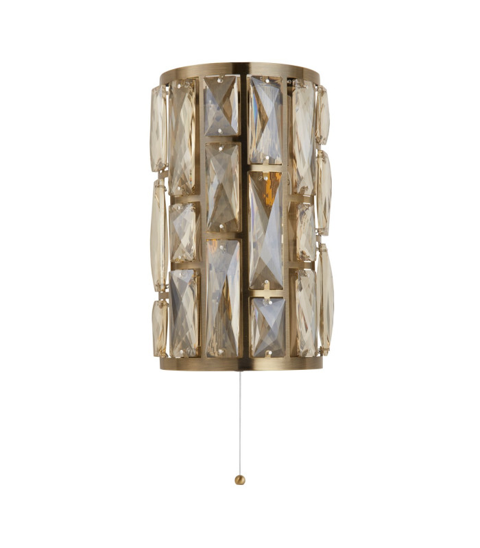 Bijou 2 Light Wall Light Antique Brass Champagne Glass_Off