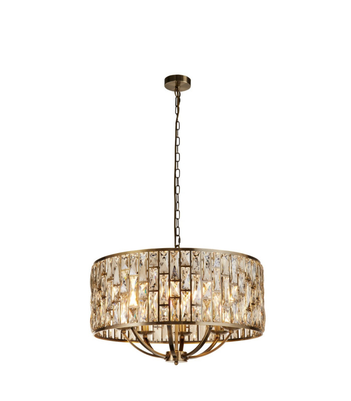 Bijou 8 Light Pendant Antique Brass Champagne Glass_Main