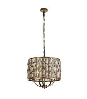 Bijou 5 Light Pendant Antique Brass Champagne Glass_Off