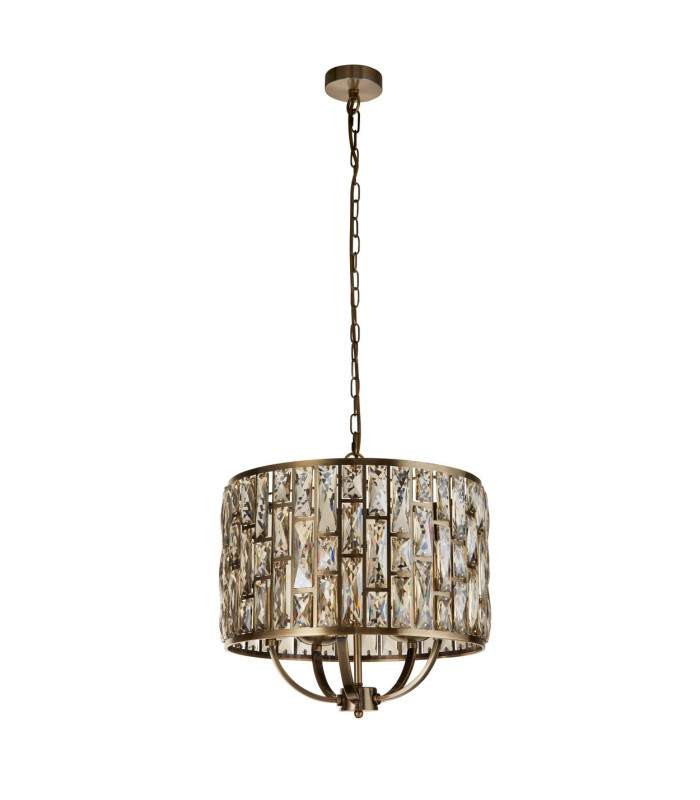 Bijou 5 Light Pendant Antique Brass Champagne Glass_Off