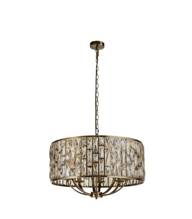 Bijou 8 Light Pendant Antique Brass Champagne Glass_Off