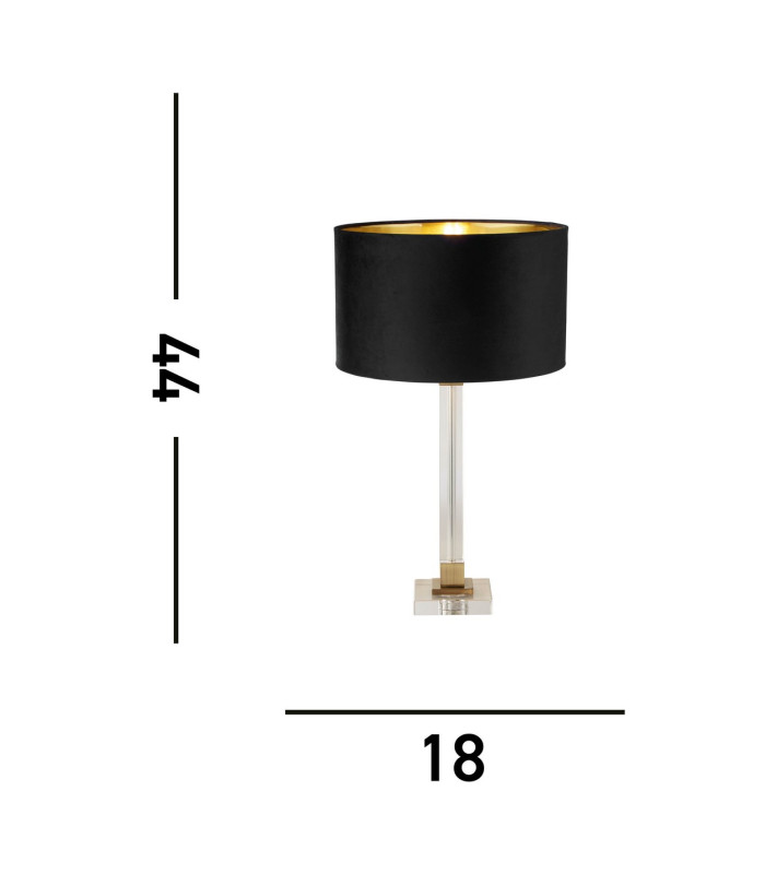 Scarborough Table Lamp Crystal Brass Black Velvet_Line