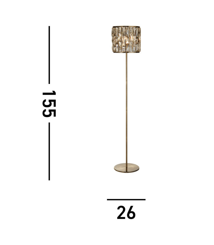 Bijou Floor Lamp Antique Brass Champagne Glass_Line