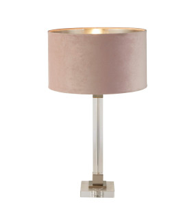 Scarborough Table Lamp Crystal Satin Nickel Pink Velvet_Main