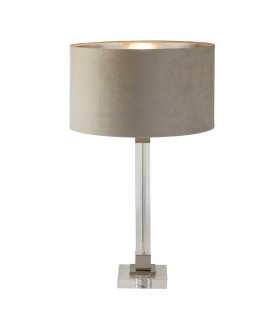 Scarborough Table LampCrystal Satin Nickel Taupe Velvet_Main