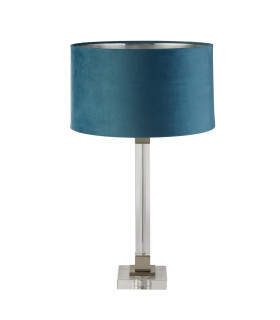 Scarborough Table Lamp Crystal Satin Nickel Teal Velvet_Off