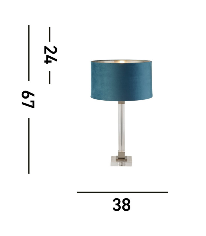 Scarborough Table Lamp Crystal Satin Nickel Teal Velvet_Line