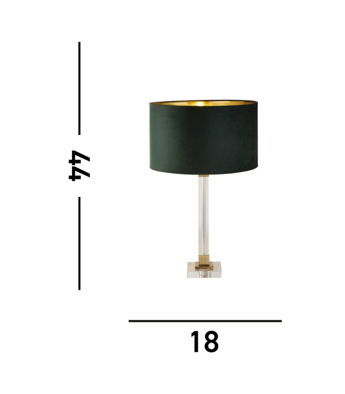 Scarborough Table Lamp Crystal Brass Green Velvet_Line