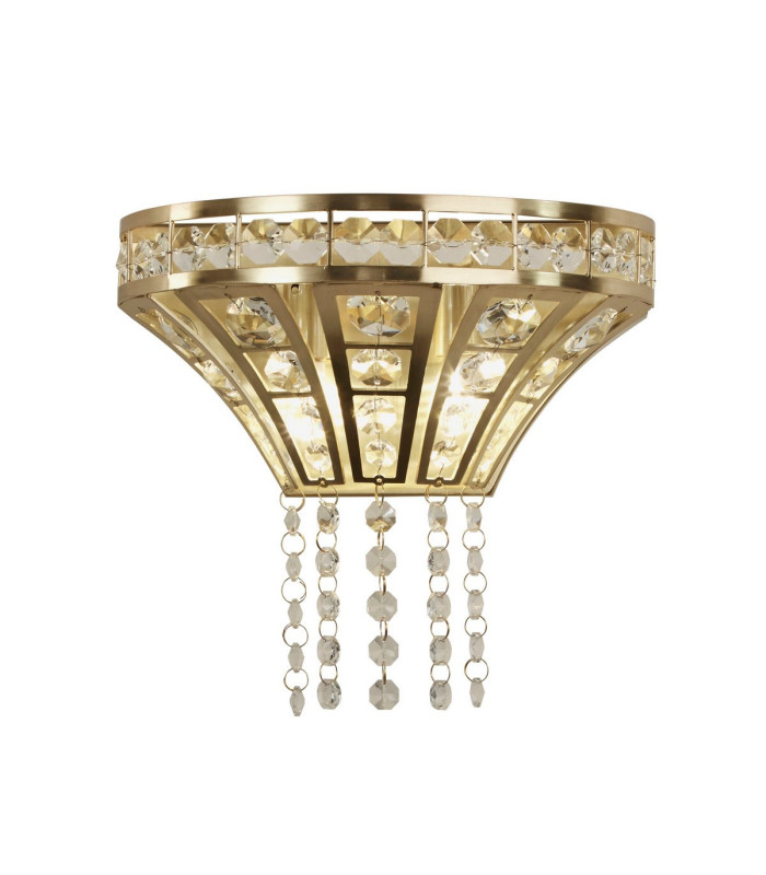 Gemma 2 Light Wall Light Satin Brass Clear Crystal_Main