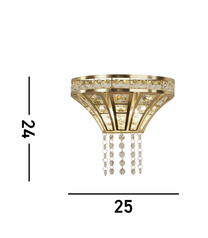 Gemma 2 Light Wall Light Satin Brass Clear Crystal_Line