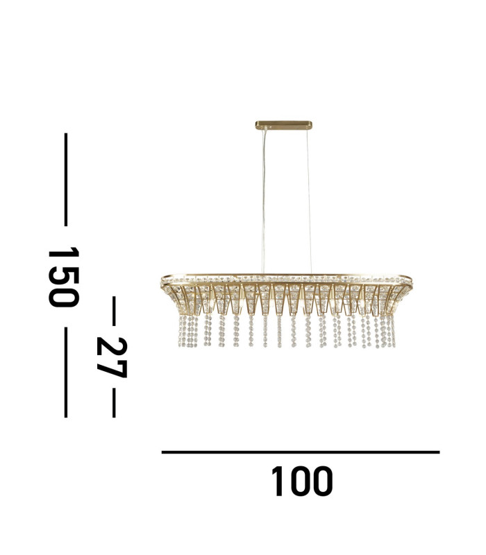 Gemma 8 Light Bar Pendant Satin Brass Clear Crystal_Line