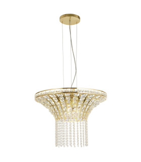 Gemma 8 Light Round Pendant Satin Brass Clear Crystal_Main