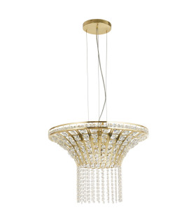 Gemma 8 Light Round Pendant Satin Brass Clear Crystal_Off