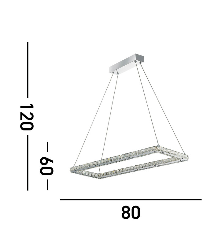 Clover Rectangular Pendant Chrome Clear Glass_Line