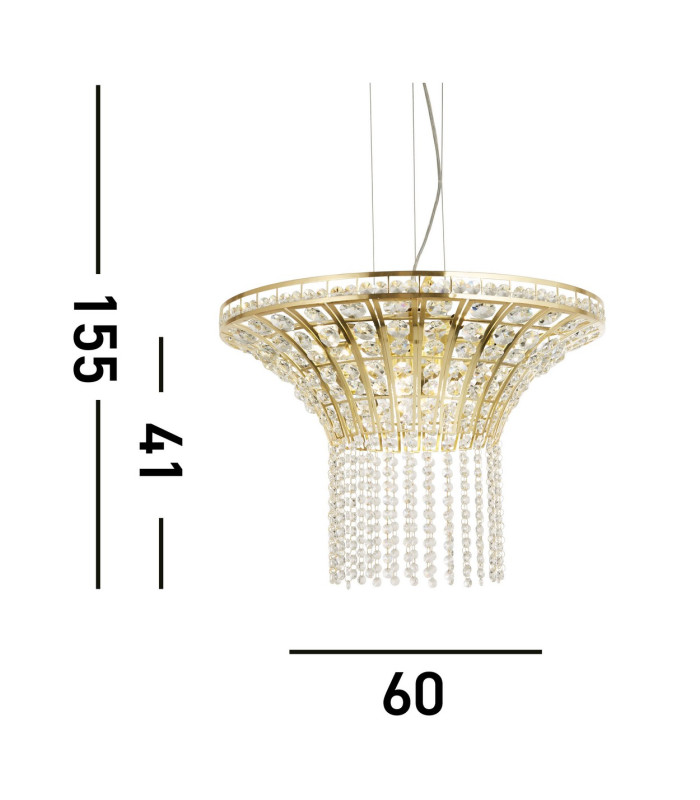 Gemma 8 Light Round Pendant Satin Brass Clear Crystal_Line