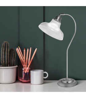 Bistro III Table Lamp Satin Silver Holphane Style Glass_Room