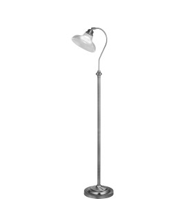 Bistro III Floor Lamp Satin Silver Holphane Style Glass_Main