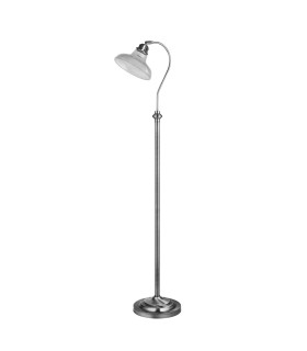 Bistro III Floor Lamp Satin Silver Holphane Style Glass_Off
