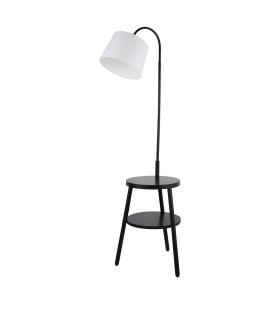 Ridge Shelf Floor Lamp Black Wood White Fabric_Off