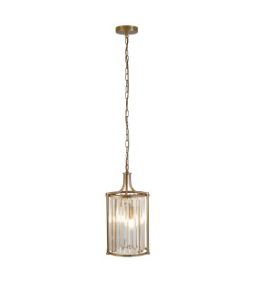 Victoria 2 Light Pendant Antique Brass Clear Crystal_Main