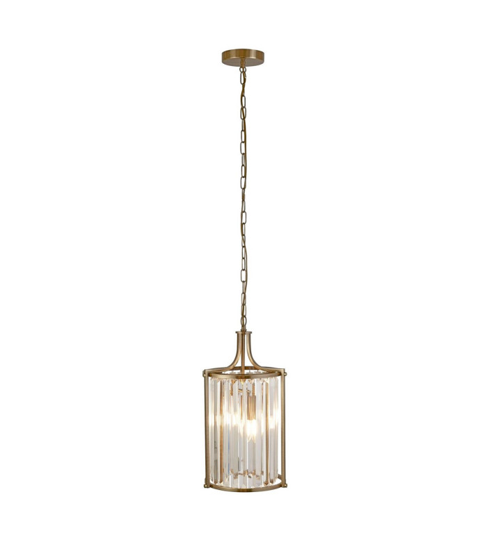 Victoria 2 Light Pendant Antique Brass Clear Crystal_Main
