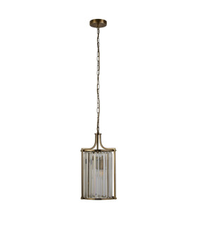 Victoria 2 Light Pendant Antique Brass Clear Crystal_Off