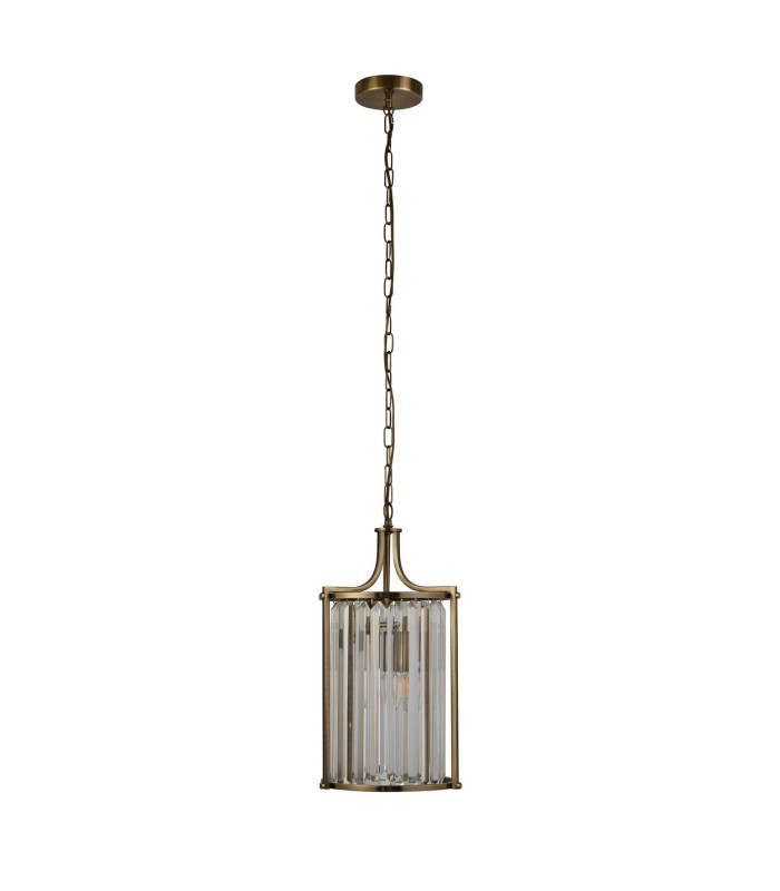 Victoria 2 Light Pendant Antique Brass Clear Crystal_Off