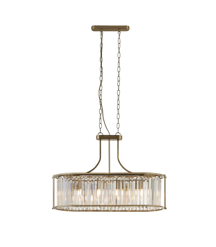 Victoria 5 Light Oval Pendant Antique Brass Clear Crystal_Main