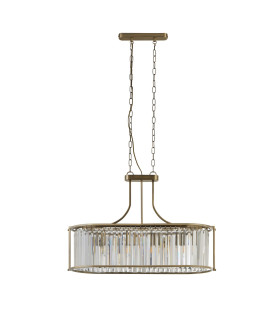 Victoria 5 Light Oval Pendant Antique Brass Clear Crystal_Off