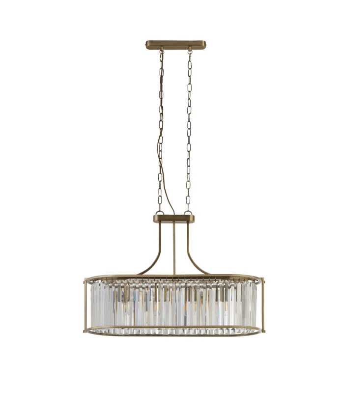 Victoria 5 Light Oval Pendant Antique Brass Clear Crystal_Off