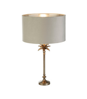 Palm Table Lamp Antique Nickel Grey Velvet Shade_Main