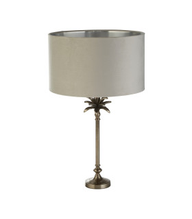 Palm Table Lamp Antique Nickel Grey Velvet Shade_Off