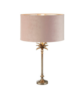 Palm Table Lamp Antique Nickel Pink Velvet Shade_Main