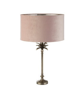 Palm Table Lamp Antique Nickel Pink Velvet Shade_Off