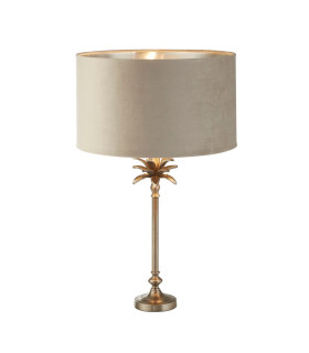 Palm Table Lamp Antique Nickel Taupe Velvet Shade_Main